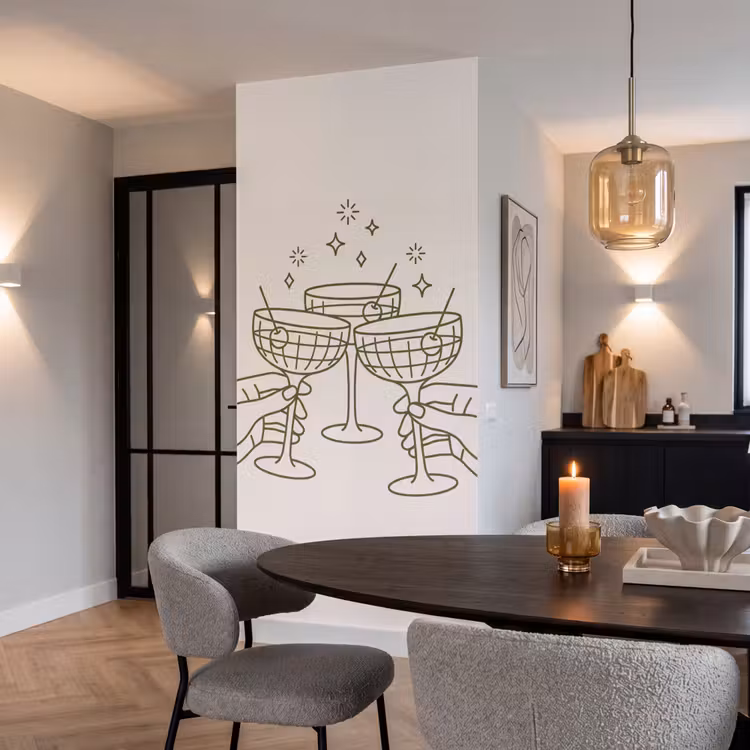 Behang - Drankjes - Feest - Proosten - Minimalistisch - Groen — 5