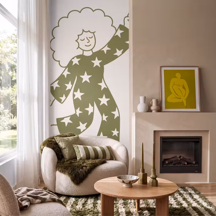Behang - Mensen - Dansend - Feest - Vintage - Groen — 1