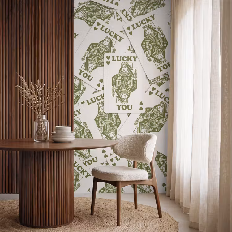 Behang - Kaarten - Koningin - Patroon - Groen - Spel — 4