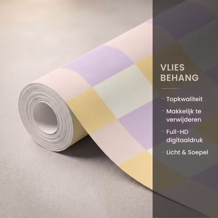 Behang - Blokjes - Lila - Geel β 3