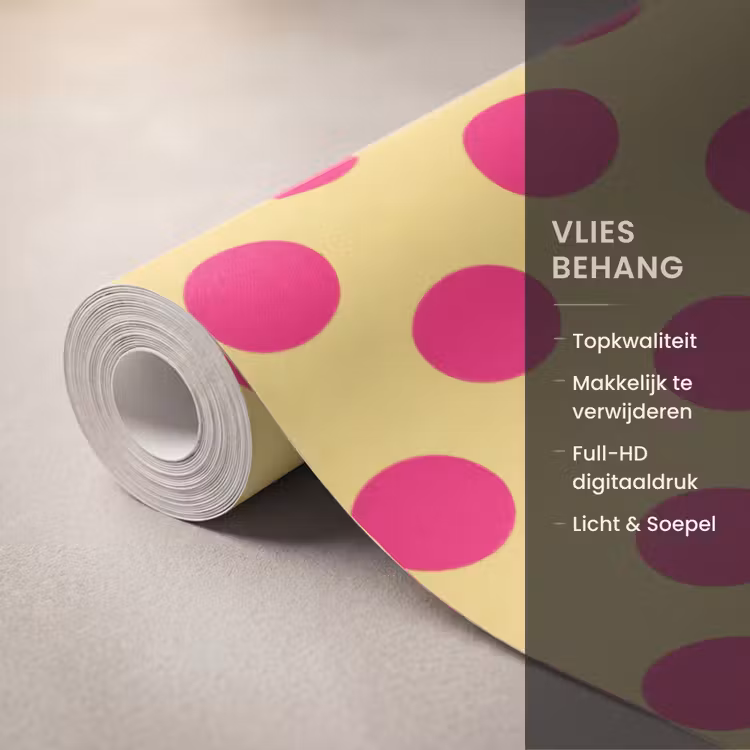 Behang - Roze - Stippen - Geel — 3