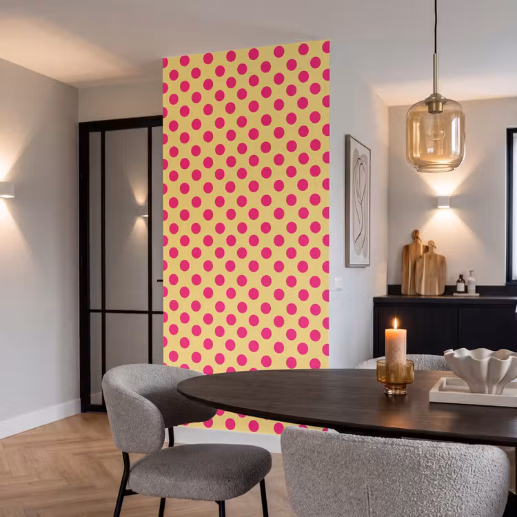 Behang - Roze - Stippen - Geel — 5