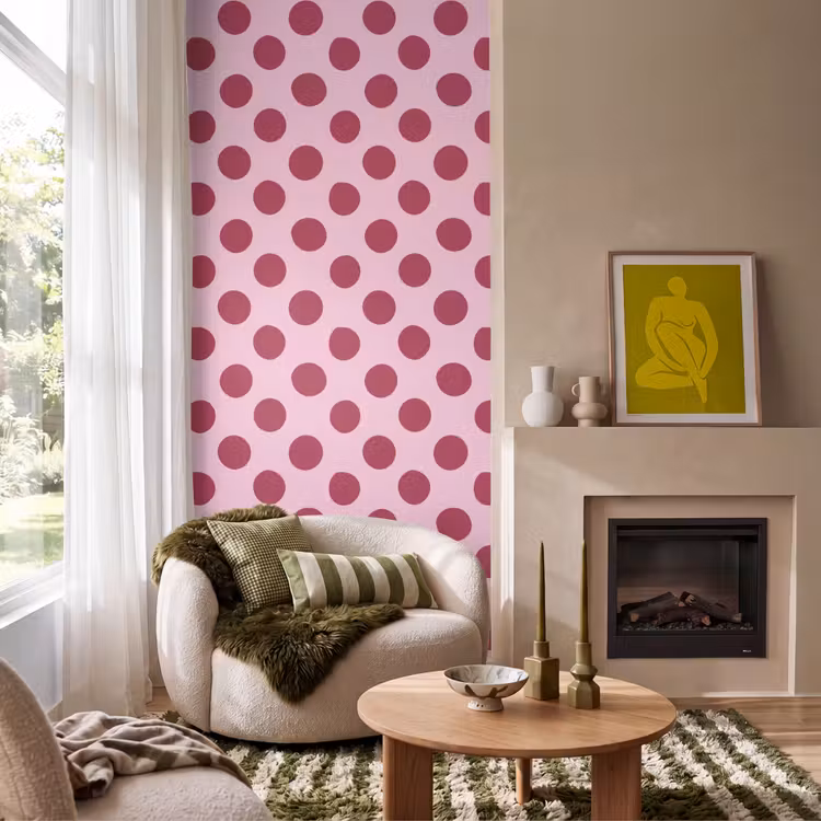 Behang - Stippen - Patroon - Bordeaux — 1