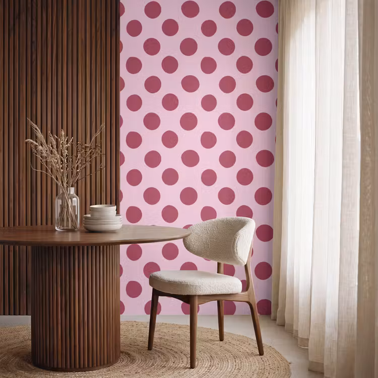 Behang - Stippen - Patroon - Bordeaux — 4