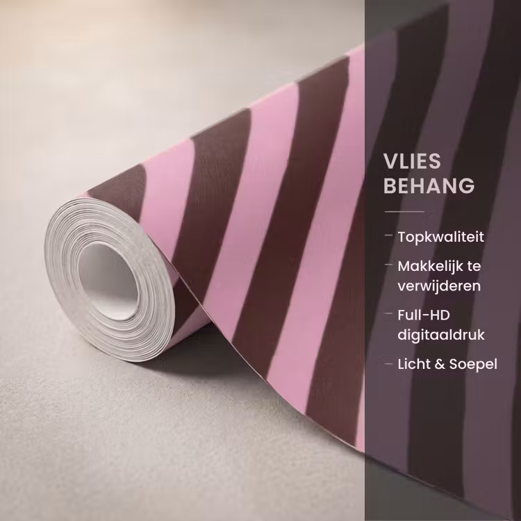 Behang - Strepen - Roze - Bruin — 3