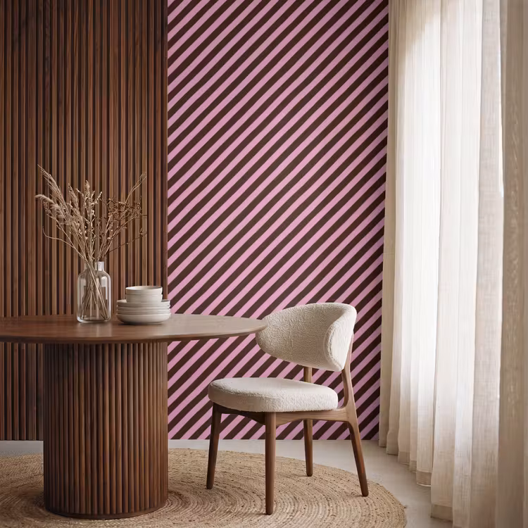 Behang - Strepen - Roze - Bruin — 4