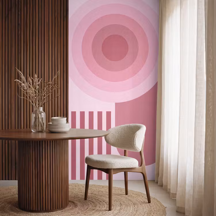 Behang - Abstract - Cirkels - Strepen - Modern - Roze — 4