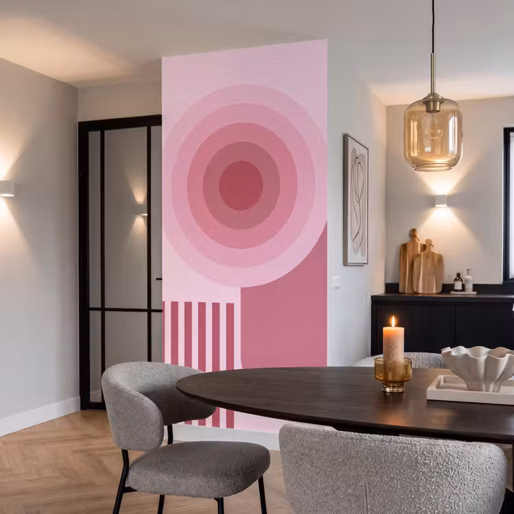 Behang - Abstract - Cirkels - Strepen - Modern - Roze — 5