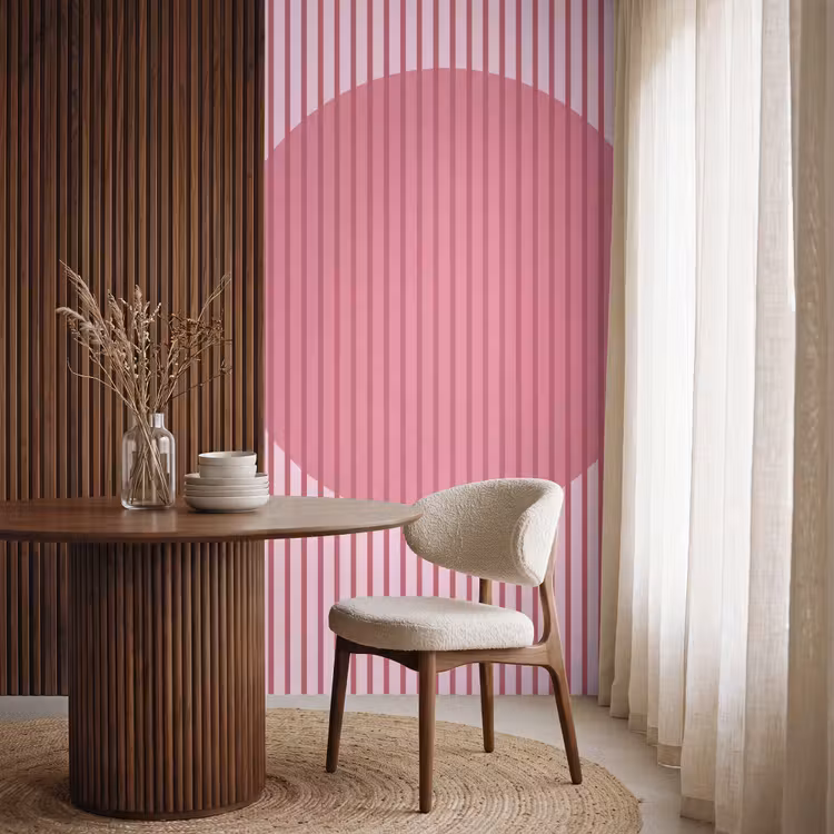 Behang - Abstract - Strepen - Ovaal - Roze - Modern — 4