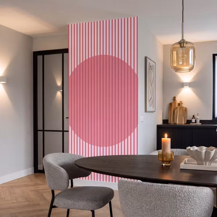 Behang - Abstract - Strepen - Ovaal - Roze - Modern — 5