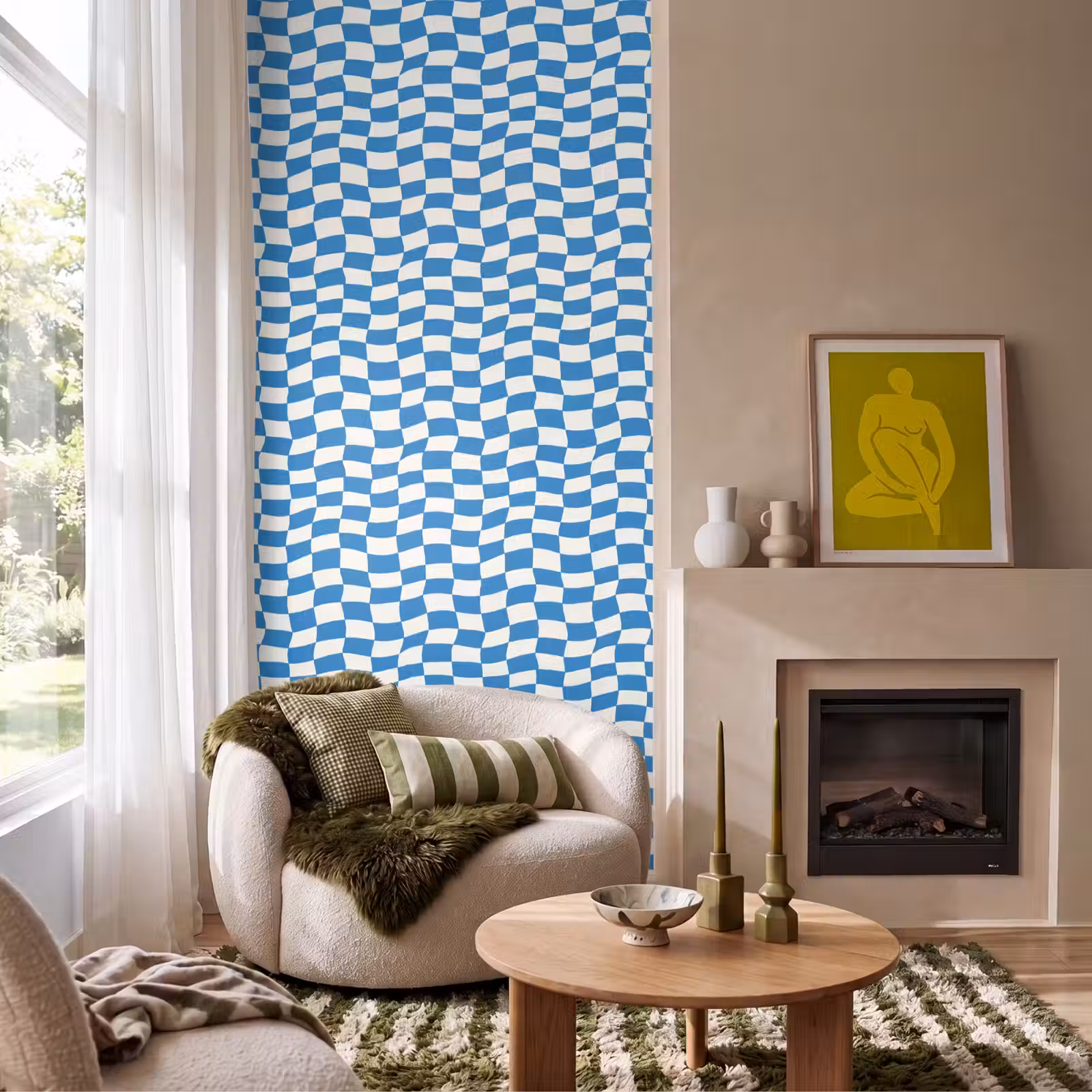Behang - Golvend - Patroon - Blauw — 1