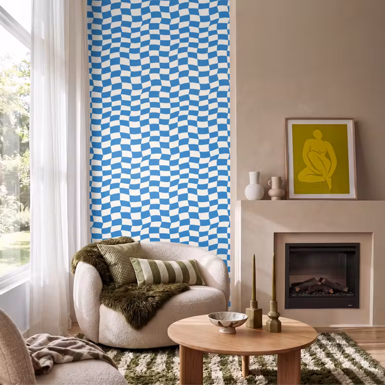 Behang - Golvend - Patroon - Blauw — 1