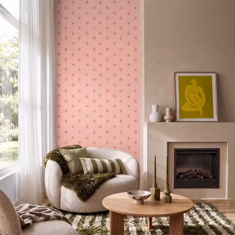 Behang - Sterretjes - Patroon - Oranje — 1