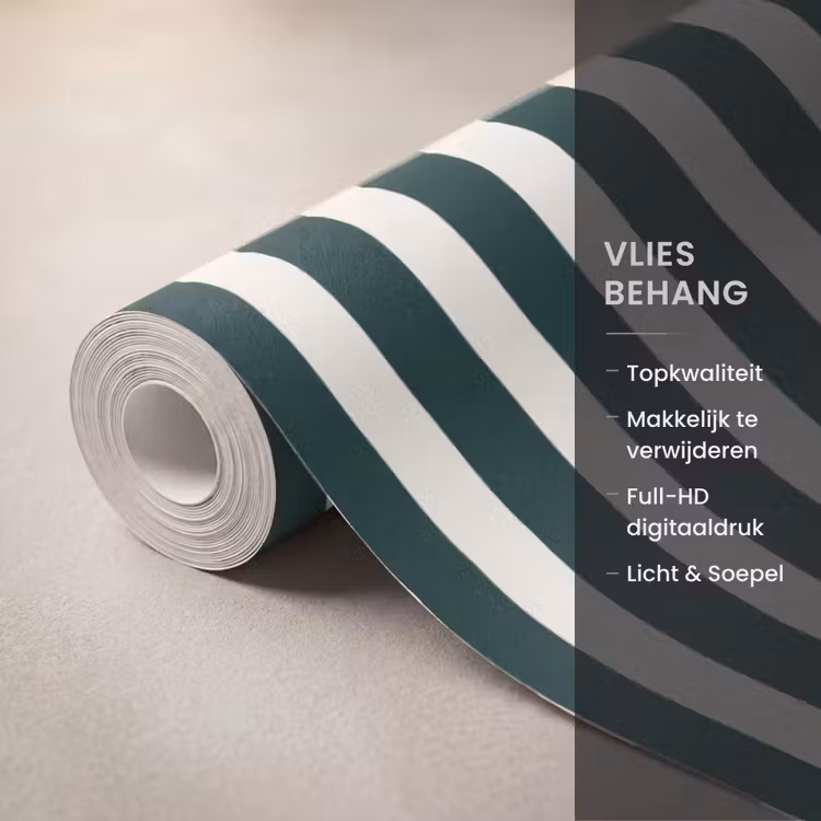 Behang - Strepen - Klassiek - Groen β 3