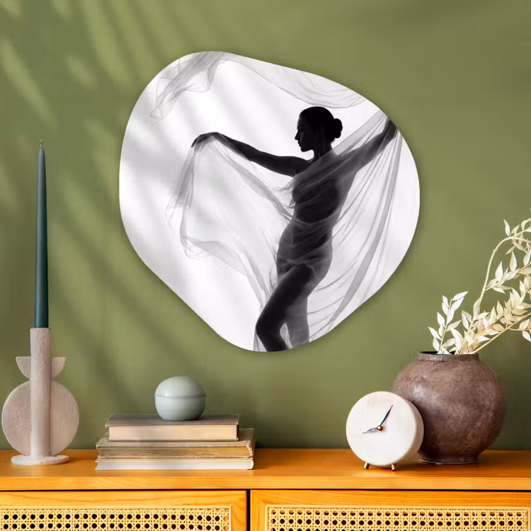Organische schilderij - Aluminium - Silhouet - Sluier - Vormen - Zwart - Wit - Sensueel — 2