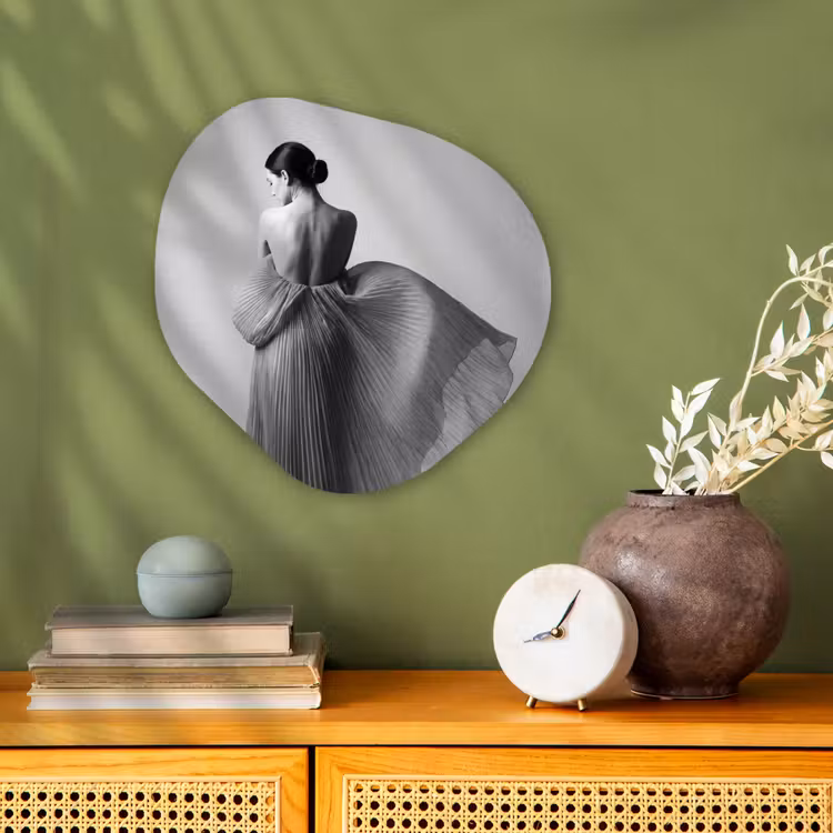 Organisch schilderij - Forex - Vrouw - Rug - Textuur - Zwart - Wit - Elegant — 2