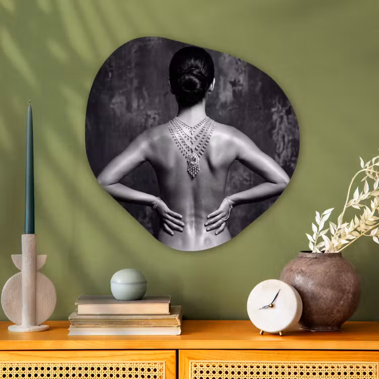 Organische schilderij - Aluminium - Rug - Ketting - Portret - Zwart - Wit - Glamour — 2
