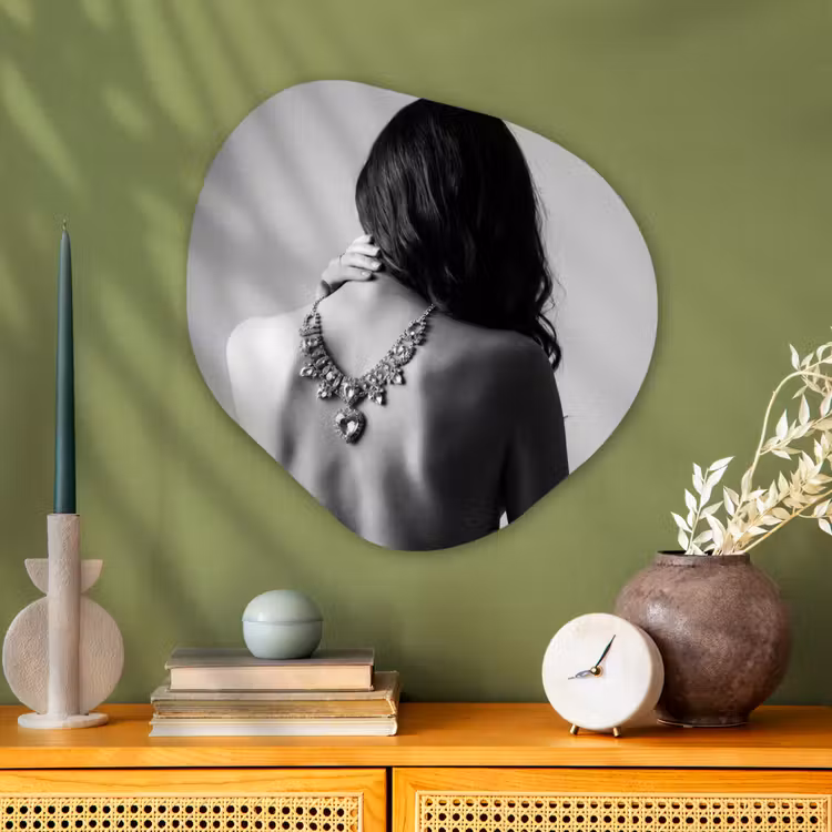 Organische schilderij - Aluminium - Vrouw - Ketting - Fashion - Zwart - Wit — 2