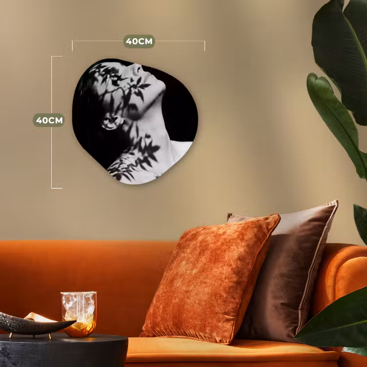Organisch schilderij - Forex - Gezicht - Schaduw - Bladeren - Zwart - Wit - Intiem — 4