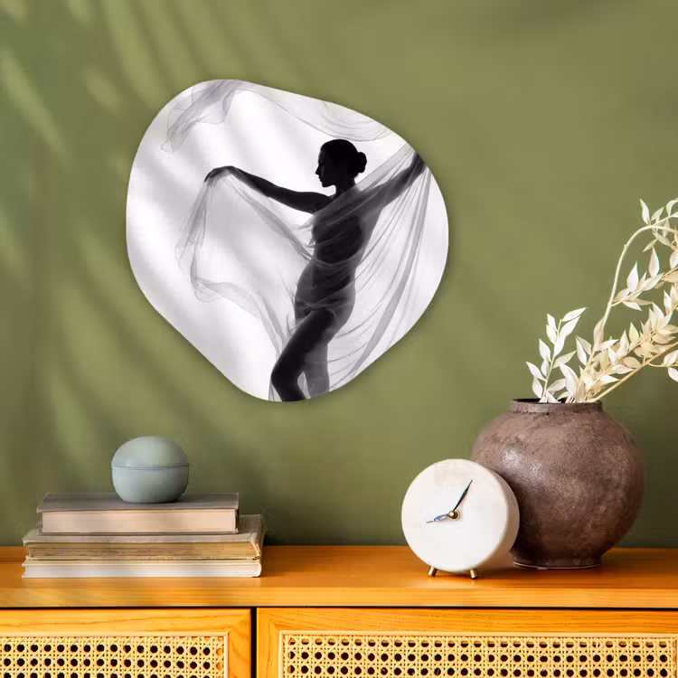 Organisch schilderij - Forex - Silhouet - Sluier - Vormen - Zwart - Wit - Sensueel — 2