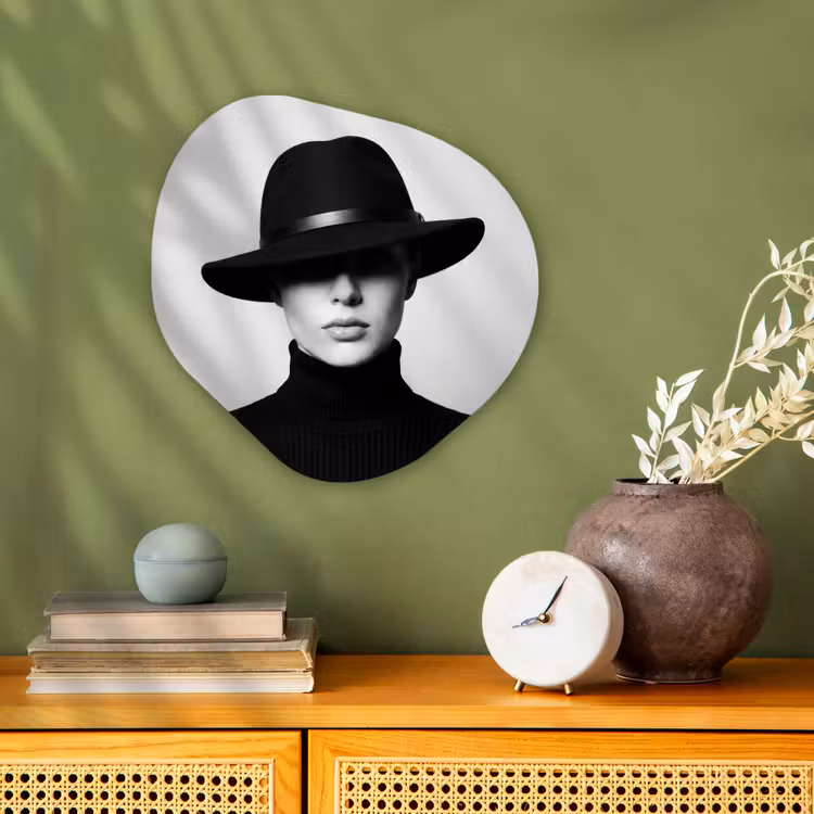 Organisch schilderij - Forex - Vrouw - Schaduw - Zwart - Wit - Mysterieus — 2