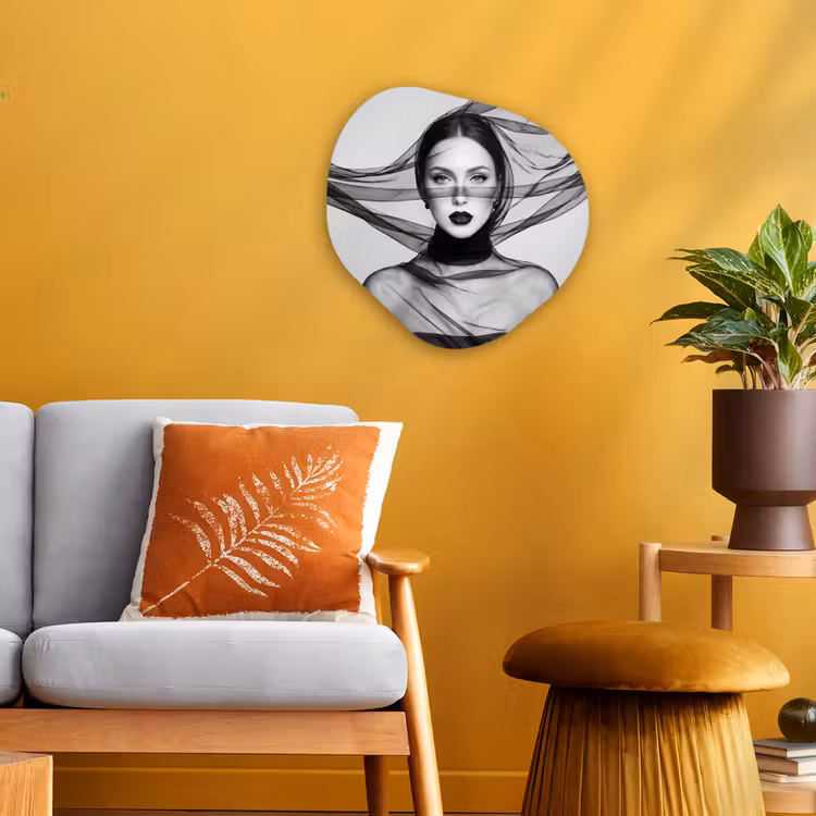 Organisch schilderij - Forex - Vrouw - Sluier - Portret - Zwart - Wit - Elegant — 3