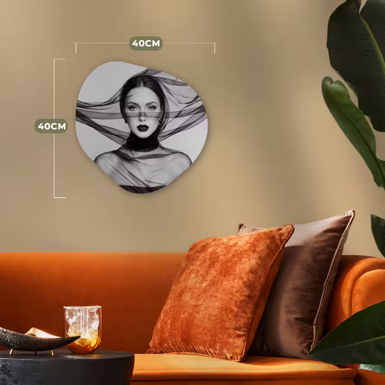 Organisch schilderij - Forex - Vrouw - Sluier - Portret - Zwart - Wit - Elegant — 4