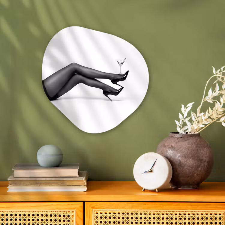 Organisch schilderij - Forex - Benen - Hakken - Glas - Zwart - Wit - Speels — 2