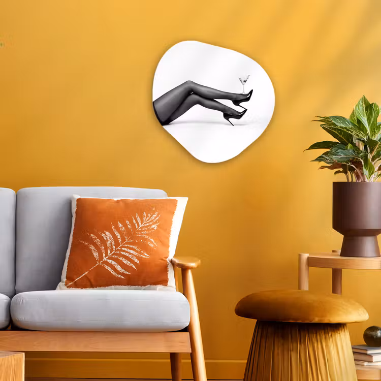 Organisch schilderij - Forex - Benen - Hakken - Glas - Zwart - Wit - Speels — 3