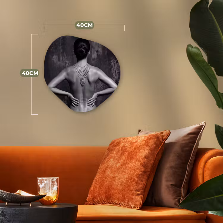 Organisch schilderij - Forex - Rug - Ketting - Portret - Zwart - Wit - Glamour — 4