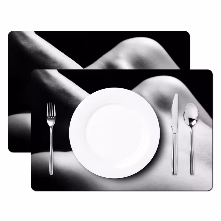 Placemat - 6 stuks - Lichaam - Vormen - Abstract - Zwart - Wit - Sensueel — 2