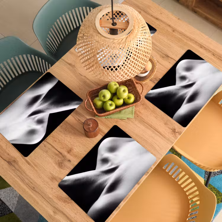 Placemat - 6 stuks - Lichaam - Vormen - Abstract - Zwart - Wit - Sensueel — 6
