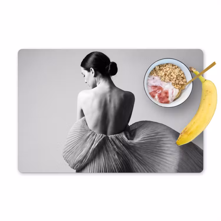 Placemat - 6 stuks - Vrouw - Rug - Textuur - Zwart - Wit - Elegant — 1