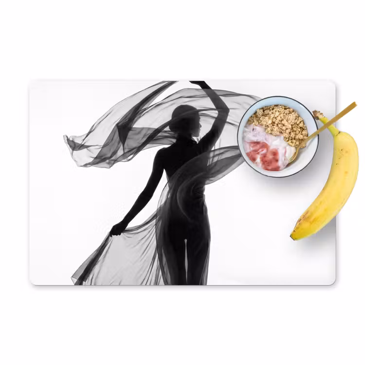 Placemat - 6 stuks - Vrouw - Sluier - Portret - Zwart - Wit - Artistiek — 1