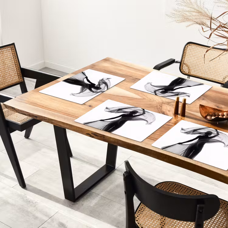 Placemat - 6 stuks - Vrouw - Sluier - Portret - Zwart - Wit - Artistiek — 5