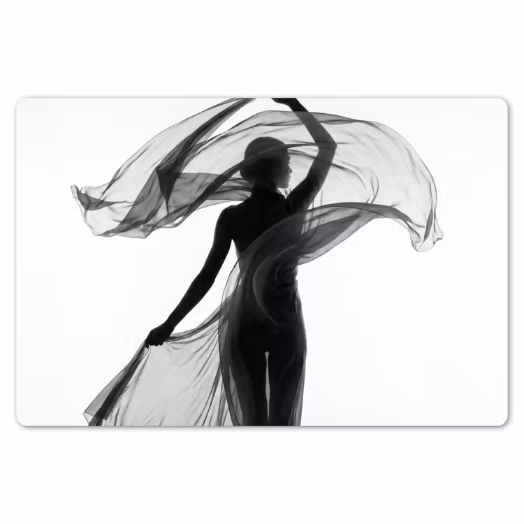 Placemat - 6 stuks - Vrouw - Sluier - Portret - Zwart - Wit - Artistiek — 7