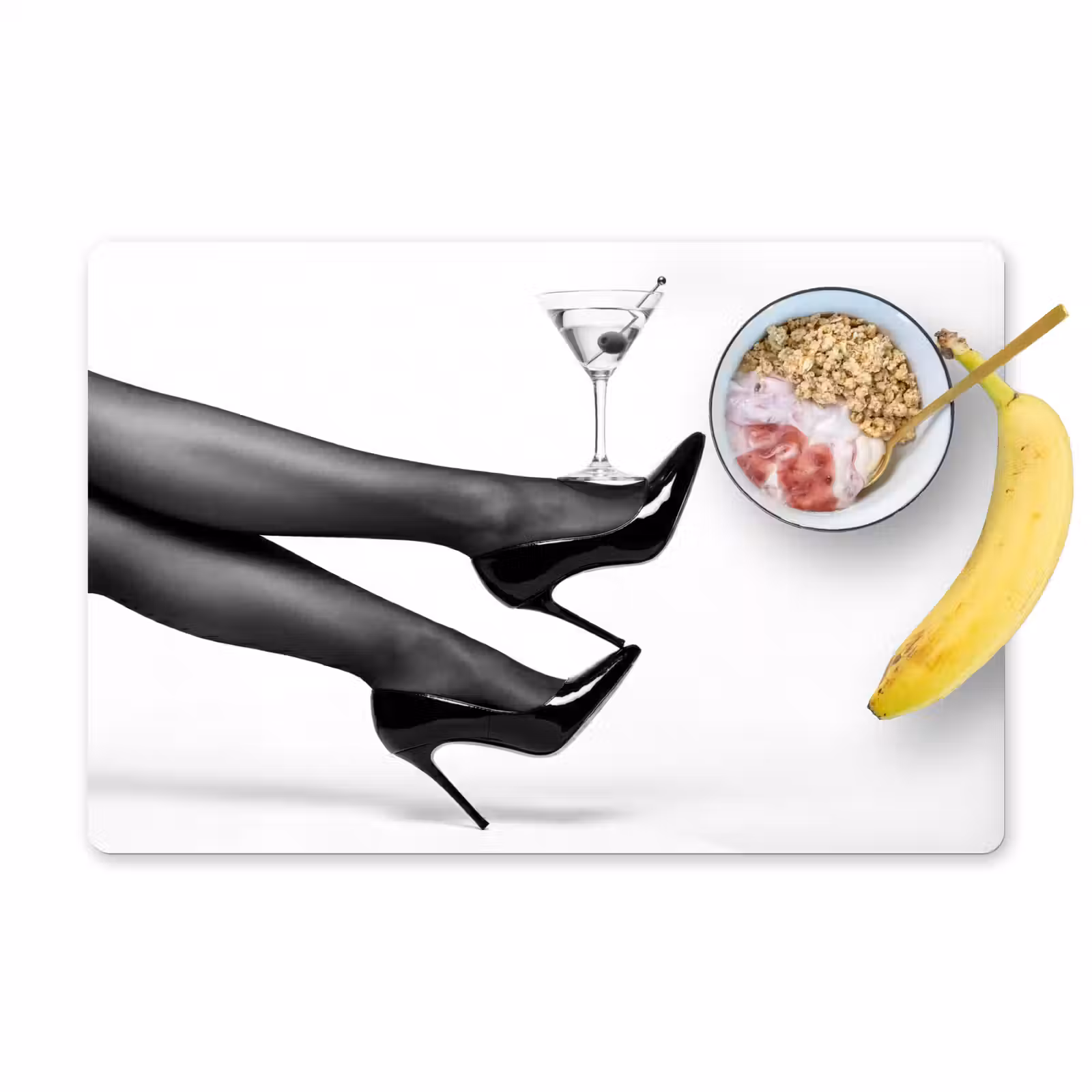 Placemat - 6 stuks - Benen - Hakken - Glas - Zwart - Wit - Speels — 1