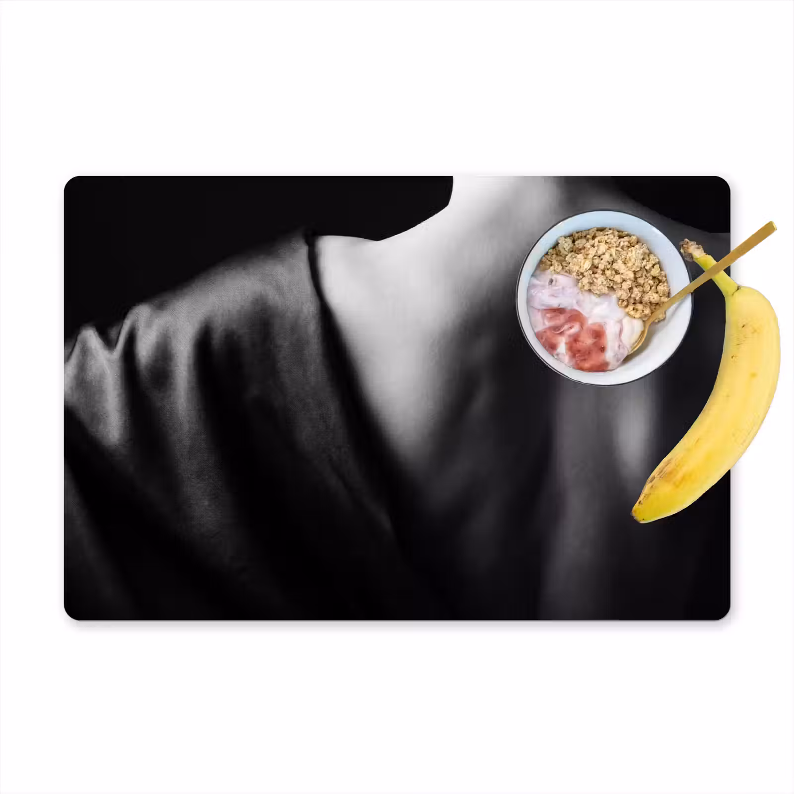 Placemat - 6 stuks - Schouder - Zijde - Rug - Zwart - Wit - Elegant — 1