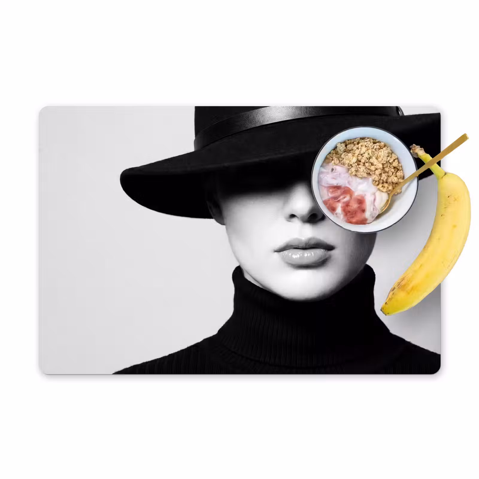 Placemat - 6 stuks - Vrouw - Schaduw - Zwart - Wit - Mysterieus — 1