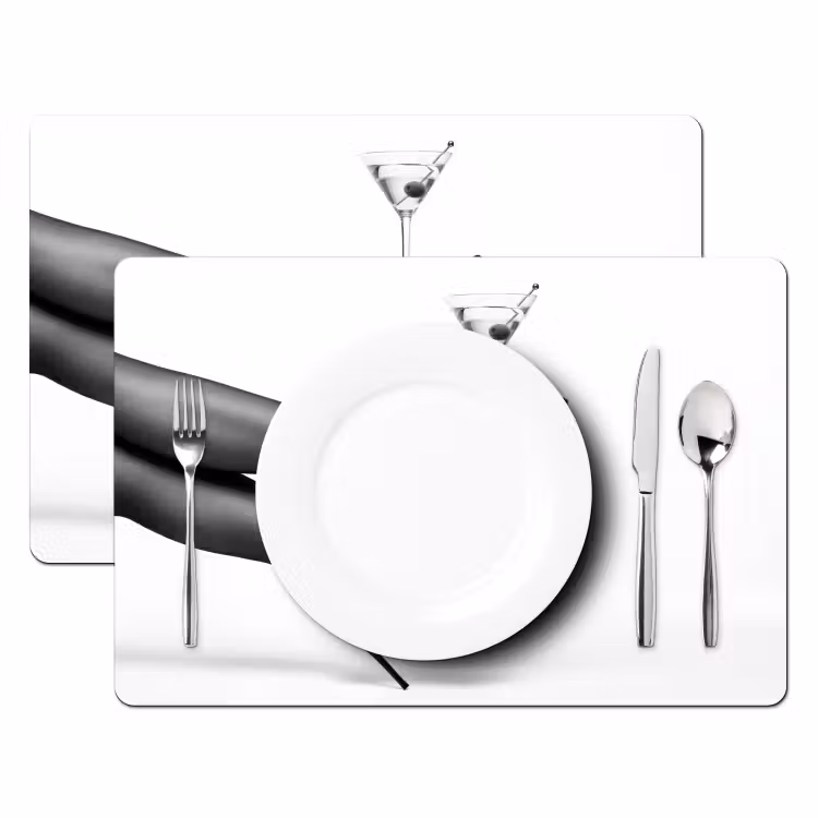 Placemat - 6 stuks - Benen - Hakken - Glas - Zwart - Wit - Speels — 2