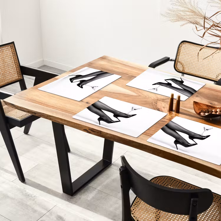 Placemat - 6 stuks - Benen - Hakken - Glas - Zwart - Wit - Speels — 5