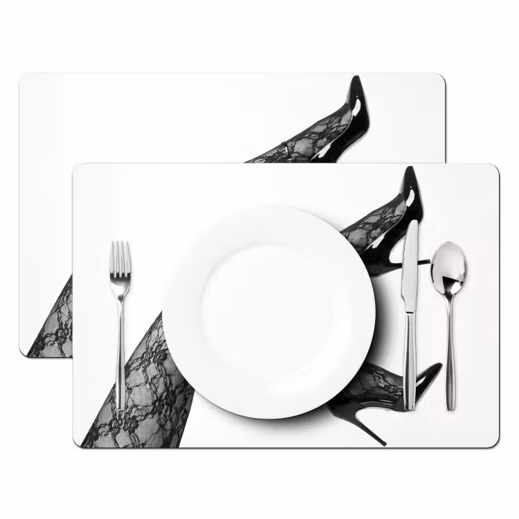 Placemat - 6 stuks - Benen - Kant - Hakken - Zwart - Wit - Uitdagend — 2