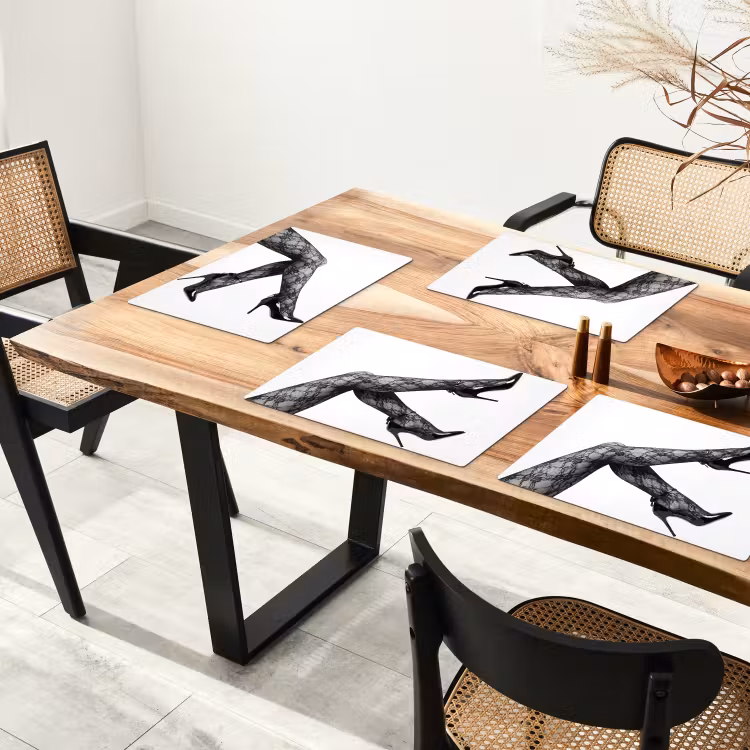 Placemat - 6 stuks - Benen - Kant - Hakken - Zwart - Wit - Uitdagend — 5
