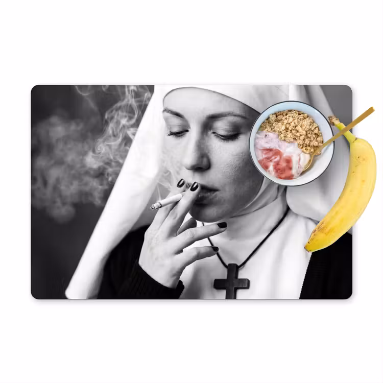 Placemat - 6 stuks - Non - Roken - Portret - Zwart - Wit - Rebels — 1