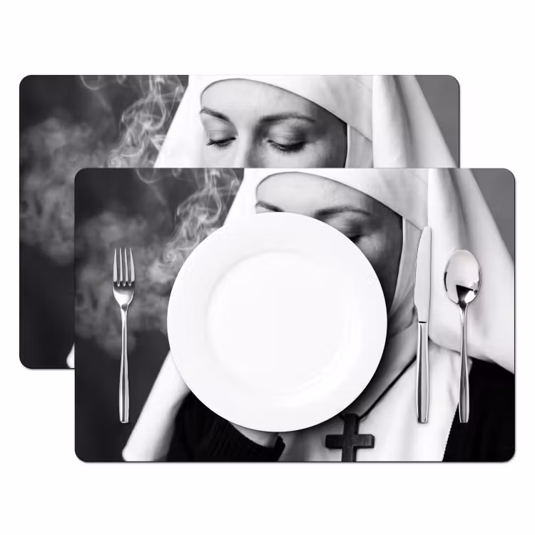 Placemat - 6 stuks - Non - Roken - Portret - Zwart - Wit - Rebels — 2