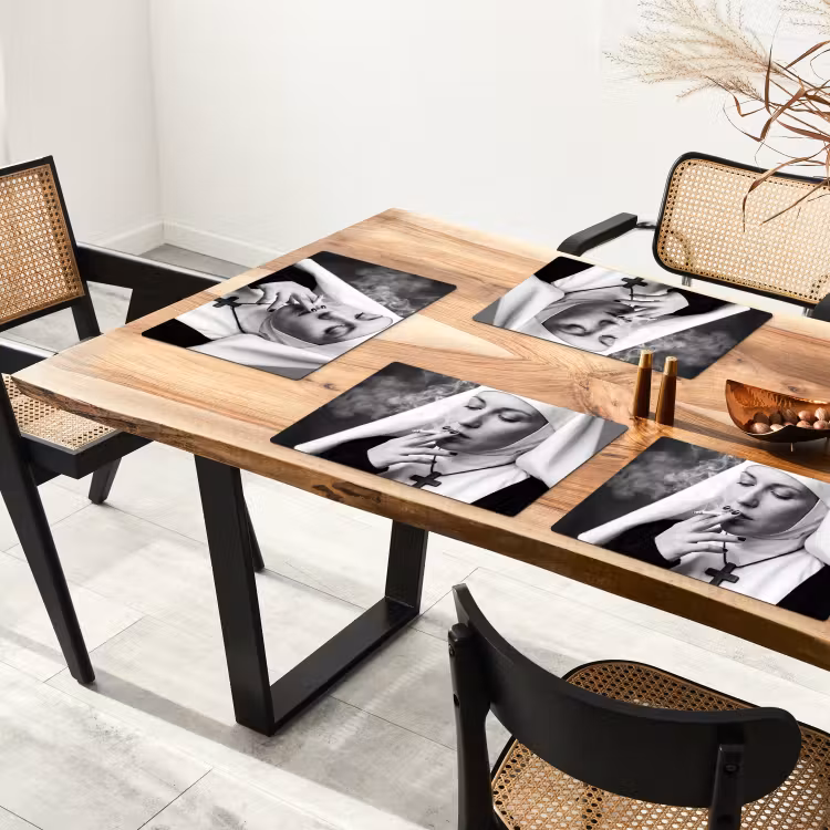 Placemat - 6 stuks - Non - Roken - Portret - Zwart - Wit - Rebels — 5