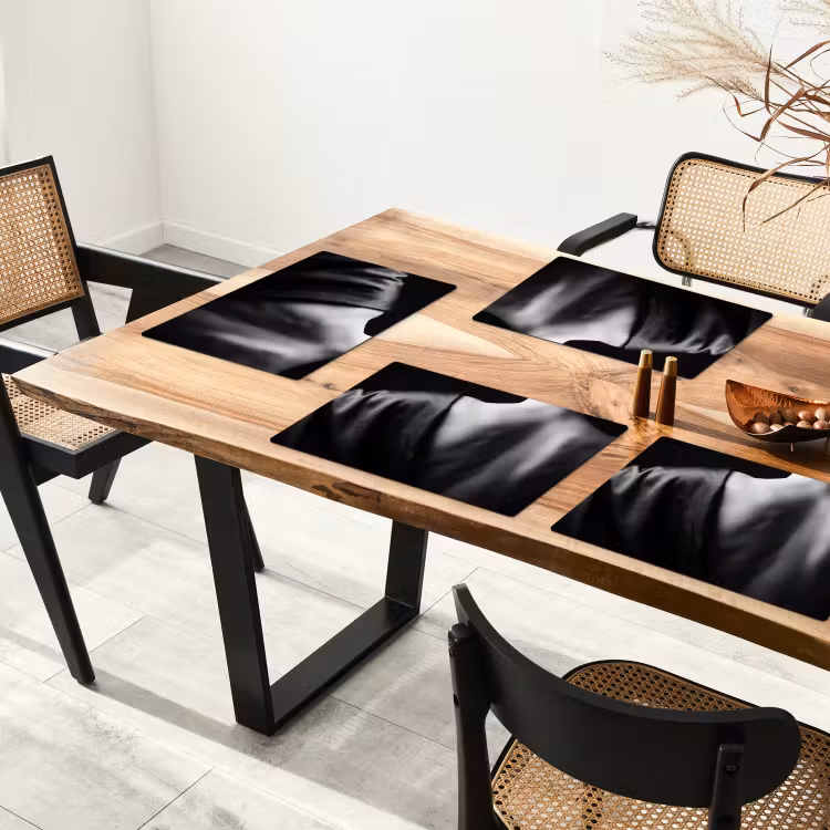 Placemat - 6 stuks - Schouder - Zijde - Rug - Zwart - Wit - Elegant — 5