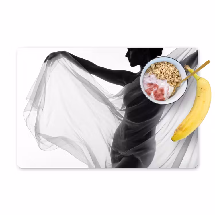 Placemat - 6 stuks - Silhouet - Sluier - Vormen - Zwart - Wit - Sensueel — 1