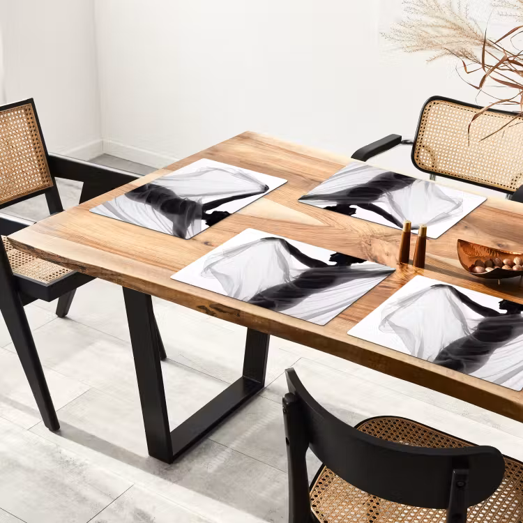 Placemat - 6 stuks - Silhouet - Sluier - Vormen - Zwart - Wit - Sensueel — 5