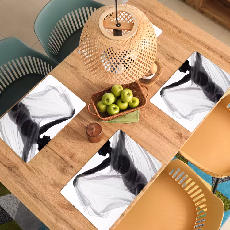 Placemat - 6 stuks - Silhouet - Sluier - Vormen - Zwart - Wit - Sensueel — 6